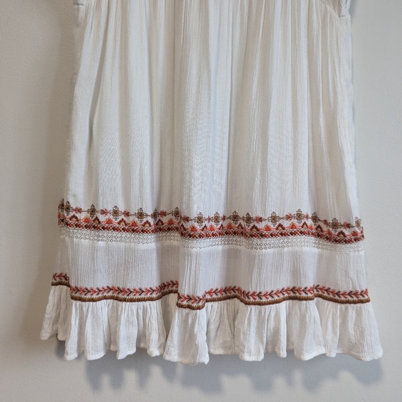 White and Orange Embroidered Dress - Picture 2 of 14